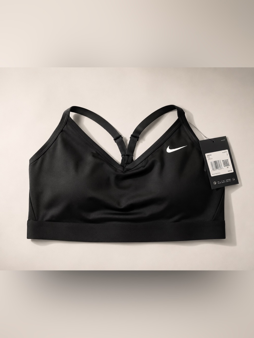 NWT NIKE INDY PLUS SIZE SPORTS BRA 1X Black White Nike Logo - Picture 1 of 7